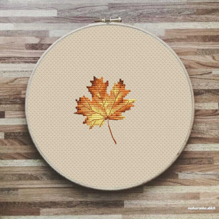 «Осенний кленовый лист» схема для вышивки крестом